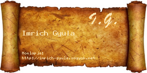Imrich Gyula névjegykártya